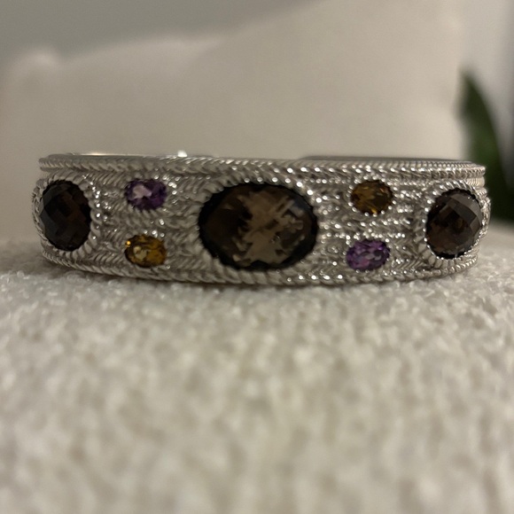 Judith Ripka Jewelry - Judith Ripka Silver Gemstone Cuff Bracelet - Smoky Quartz, Amethyst, Citrine